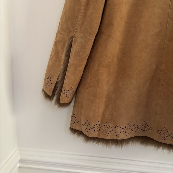 Penny Lane Suede Leather Fur Lined Coat Size Small - Picture 7 of 9
